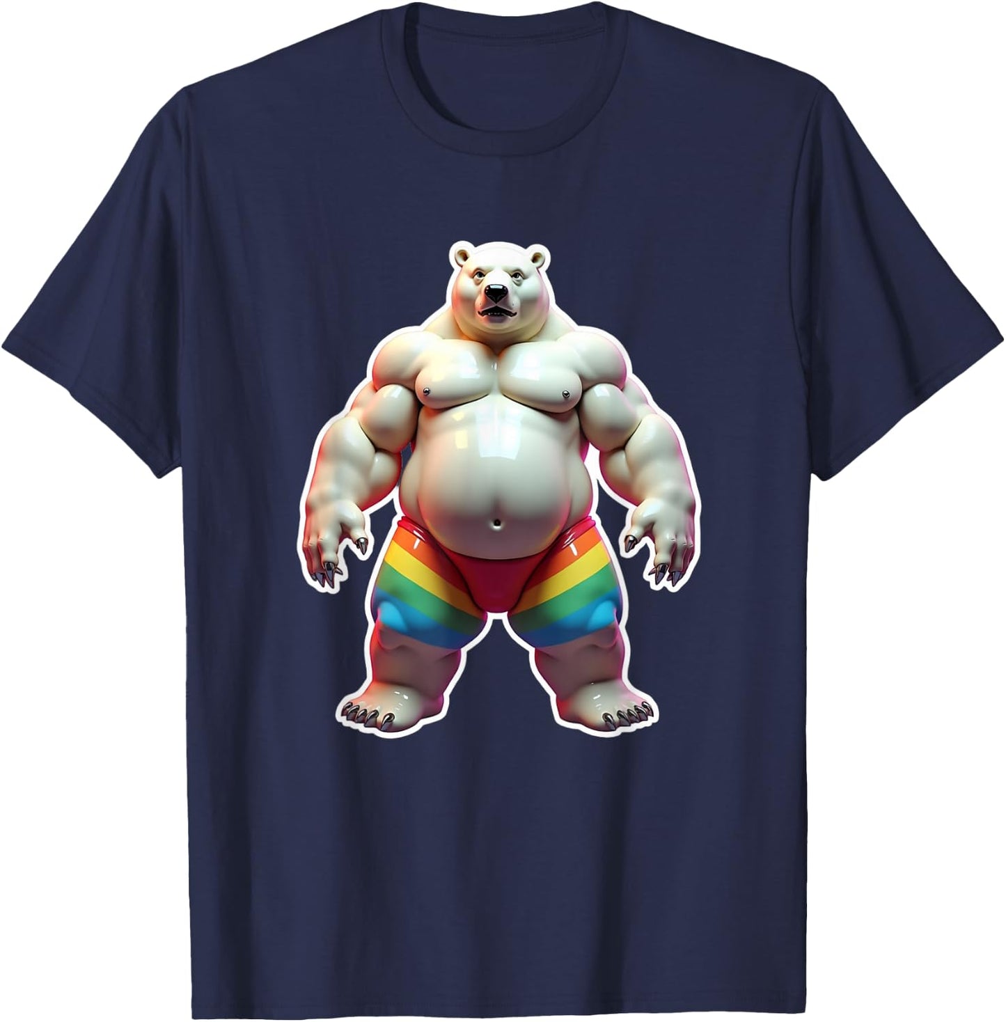 "I Love Bears" Fun Gay Pride Vintage Rainbow T-Shirt - T-Shirt | Navy