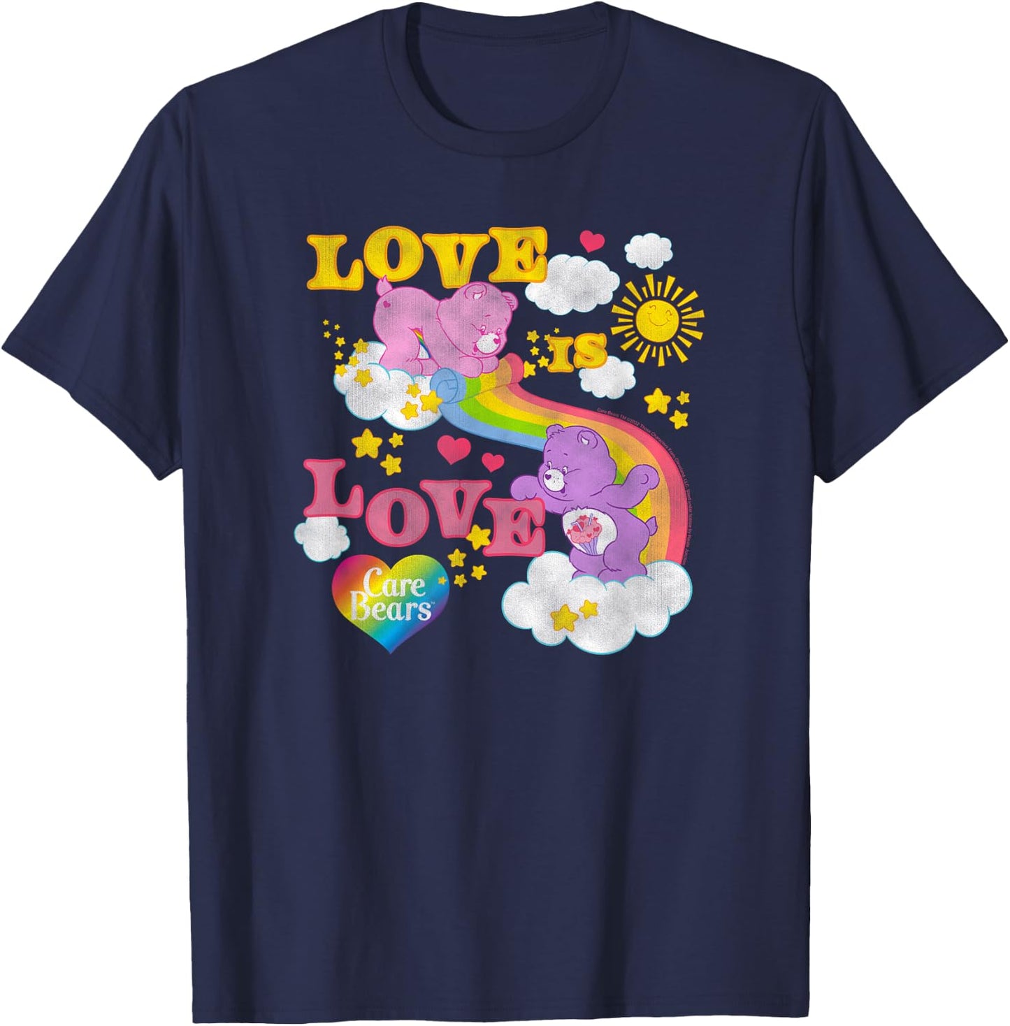 Care Bears Love is Love Rainbow Pride Retro Cartoon T-Shirt - T-Shirt | Navy