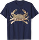 Chesapeake Bay Map (1630) Blue Crab Silhouette T-Shirt - T-Shirt | Navy