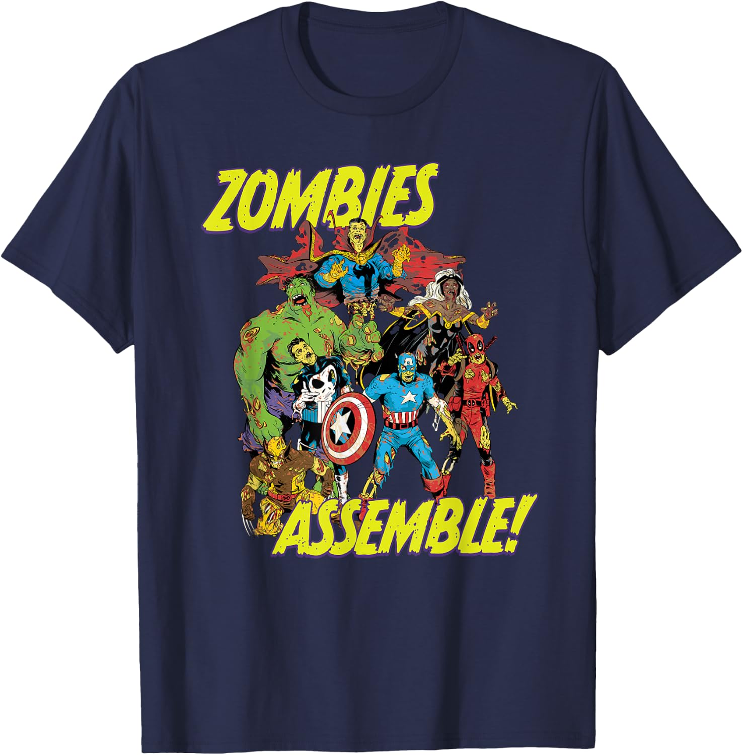 Marvel Zombies Super Hero Zombies Assemble Halloween T-Shirt - T-Shirt | Navy