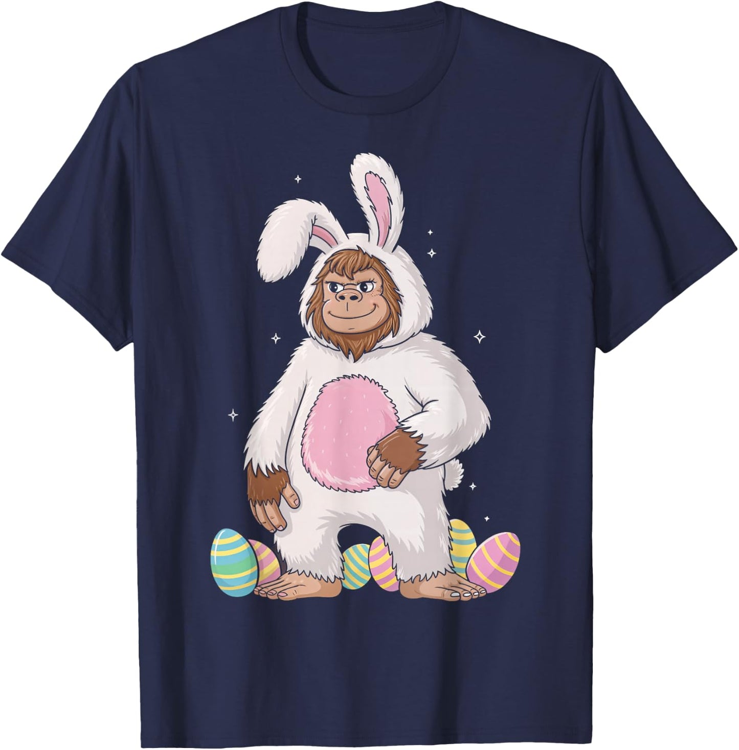 Easter Bigfoot in Bunny Costume | Sasquatch Easter Design T-Shirt - T-Shirt | Navy