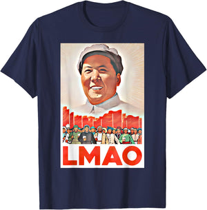 LMAO Mao Zedong Chinese Communist Propaganda Poster , Black, S T-Shirt - T-Shirt | Navy