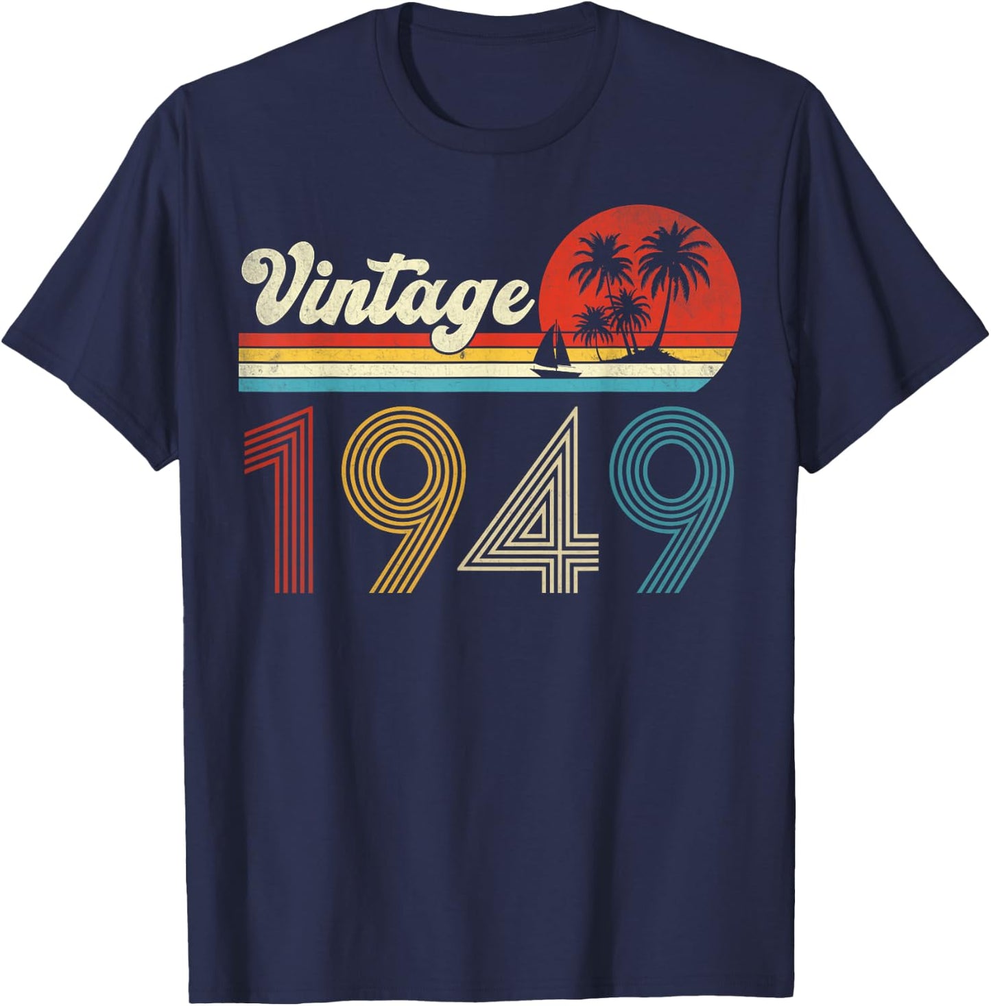 Vintage 1949 75th Birthday Gifts Women 75 Years Old T-Shirt - T-Shirt | Navy