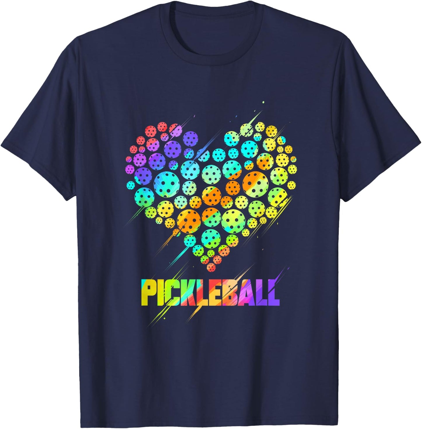 Pickleball Heart - Funny Colorful Paddle Sports Player Gift T-Shirt - T-Shirt | Navy
