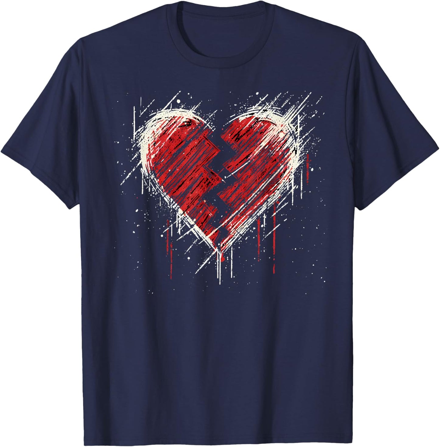 Broken Heart. Alternative Grunge Goth Rock Emo Valentine , Black, S T-Shirt - T-Shirt | Navy