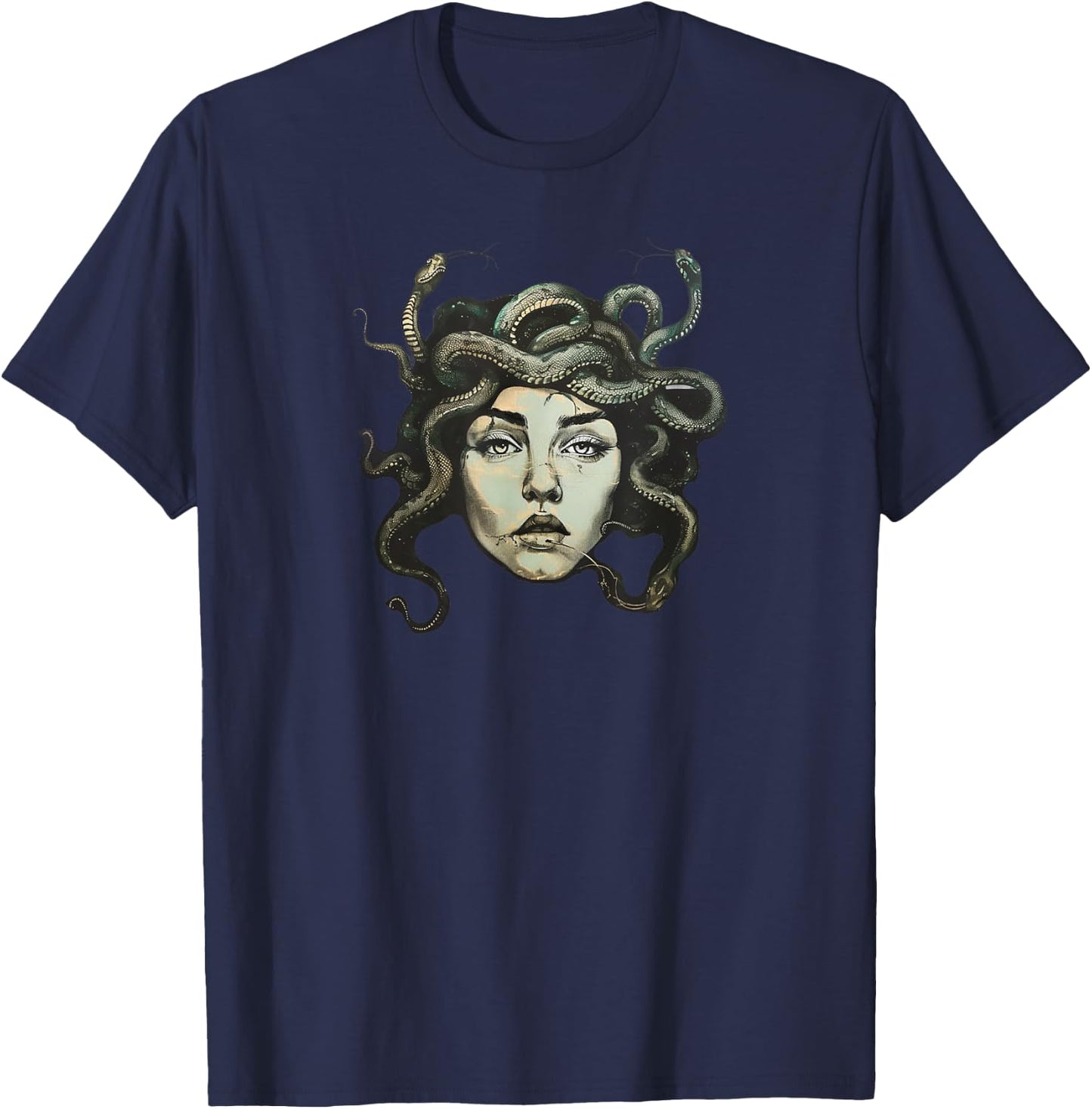 Female Gaze Staring Petrify Medusa T-Shirt - T-Shirt | Navy