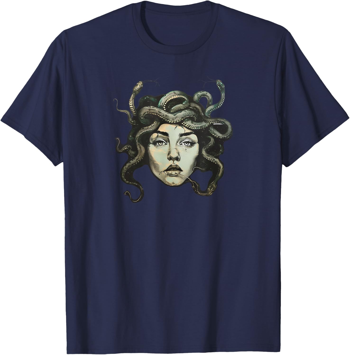 Female Gaze Staring Petrify Medusa T-Shirt - T-Shirt | Navy