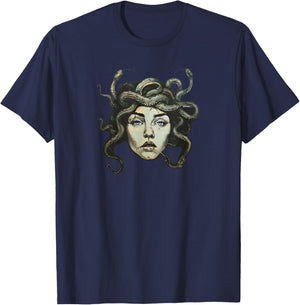 Female Gaze Staring Petrify Medusa T-Shirt - T-Shirt | Navy