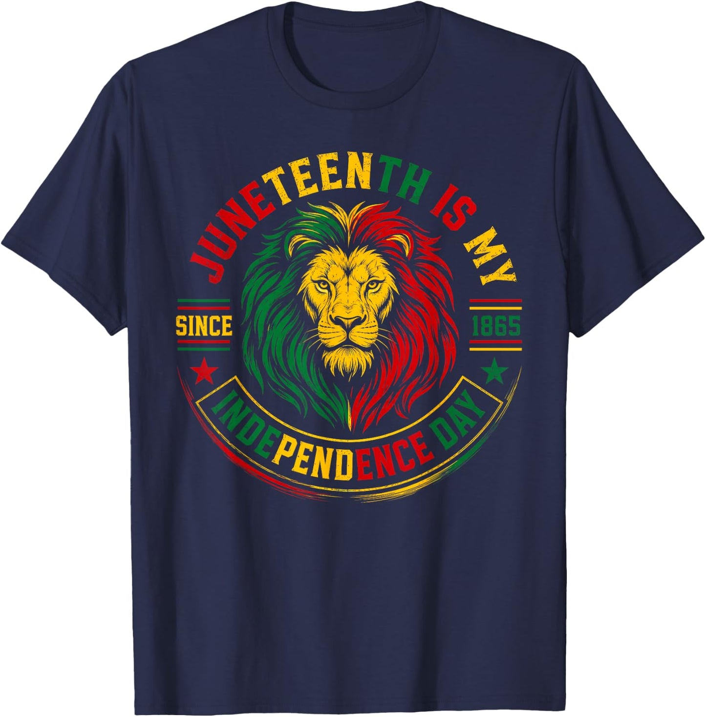 Juneteenth Shirt Lion Juneteenth is My Independence Day T-Shirt - T-Shirt | Navy