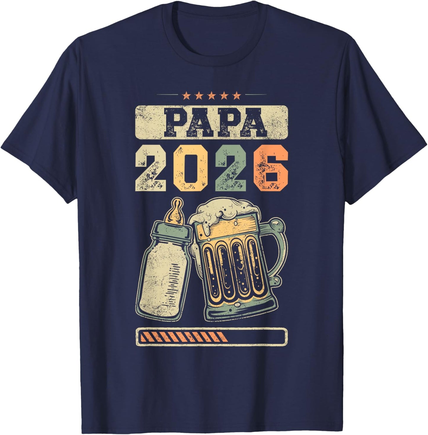Papa 2026, Baby Announcement, Expecting Father , black T-Shirt - T-Shirt | Navy