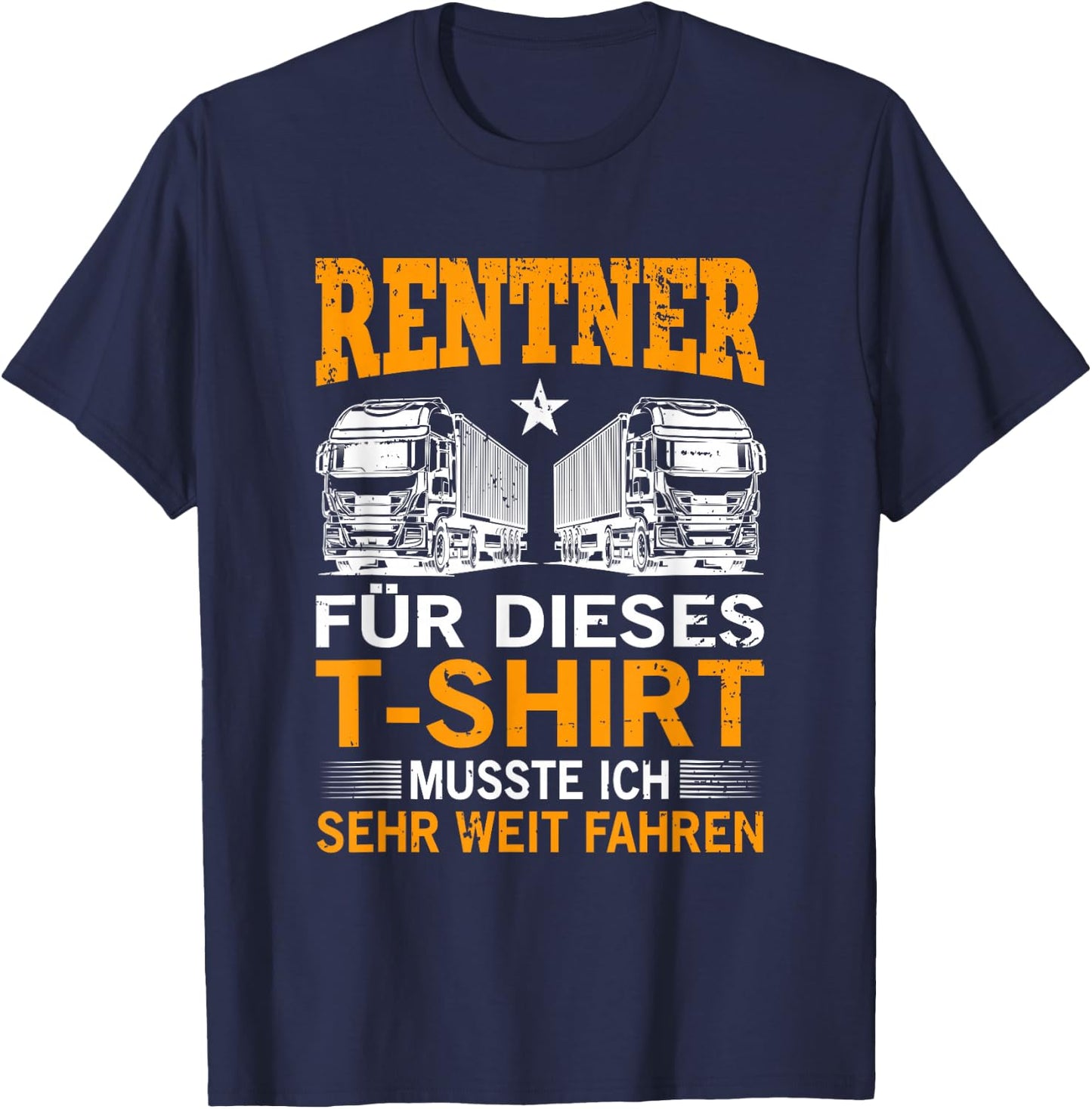 Renteneintritt Rentenalter LKW Fernfahrer Geschenk - LKW Fahrer Rente Pension Trucker Opa LKW - Fahrer Rentner Schwarz Klein Klassisch V-Ausschnitt Kurzarm Polyester 100% Pull-On S T-Shirt - T-Shirt | Navy