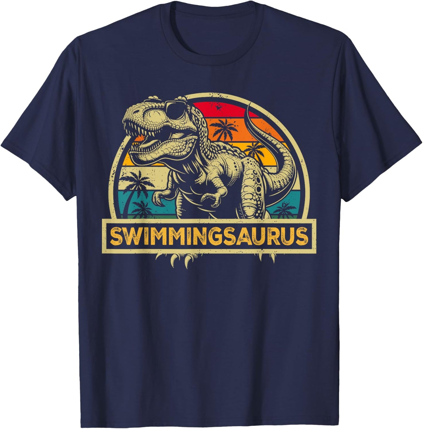 Swimmingsaurus TRex Dinosaur Swimming Saurus Family Matching T-Shirt - T-Shirt | Navy