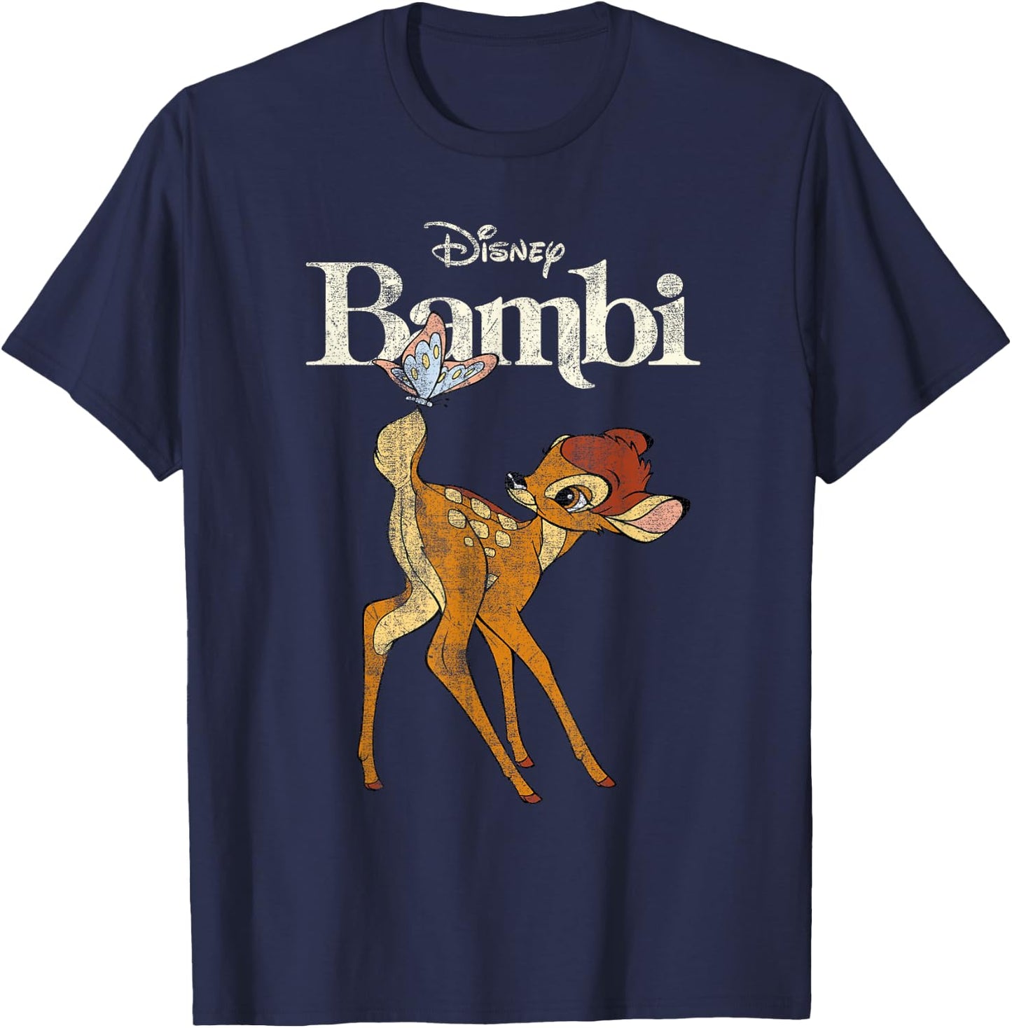 Bambi Butterfly Cream , black T-Shirt - T-Shirt | Navy