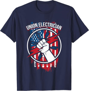 Union Electrician Shirt | Gifts for American Electricians T-Shirt - T-Shirt | Navy