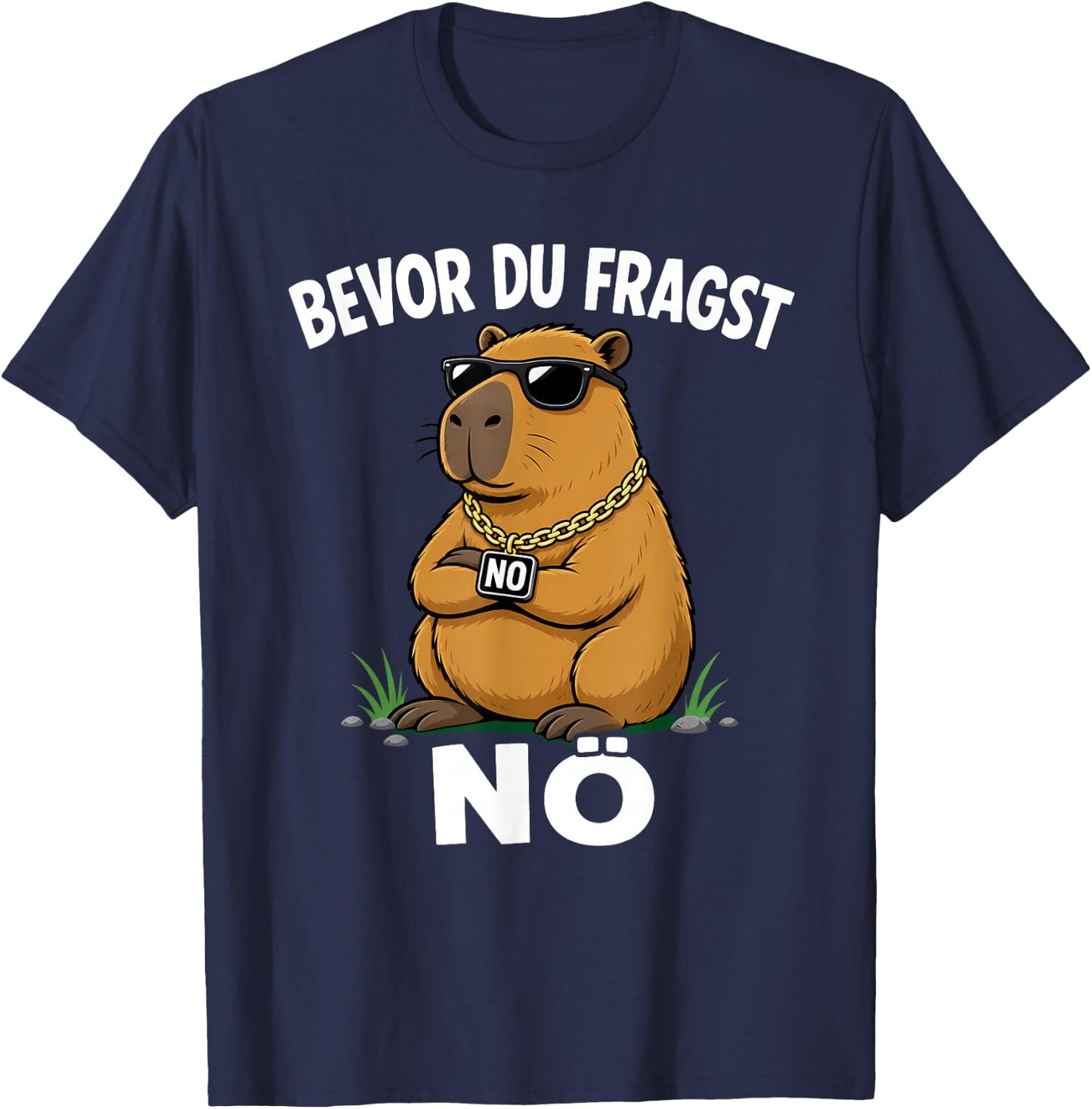 Lustige Capybara Bevor Du Fragst Nein Nö T-Shirt - T-Shirt | Navy