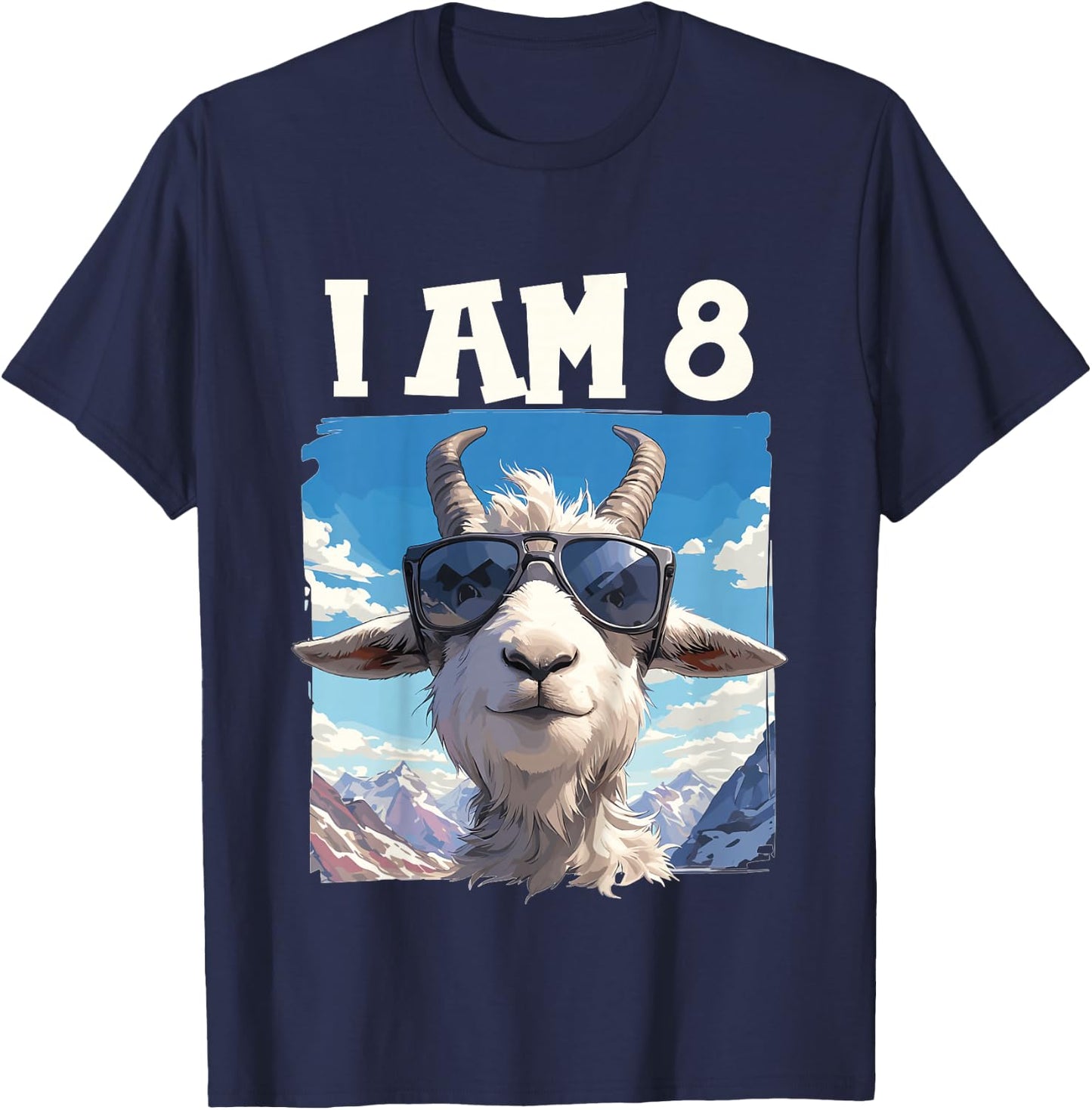 Kids 8 Years old 8 birthday Goats Boy Girl Goat T-Shirt - T-Shirt | Navy