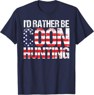 Coon Hunting Shirt American Flag Funny Raccoon Hunting T-Shirt - T-Shirt | Navy