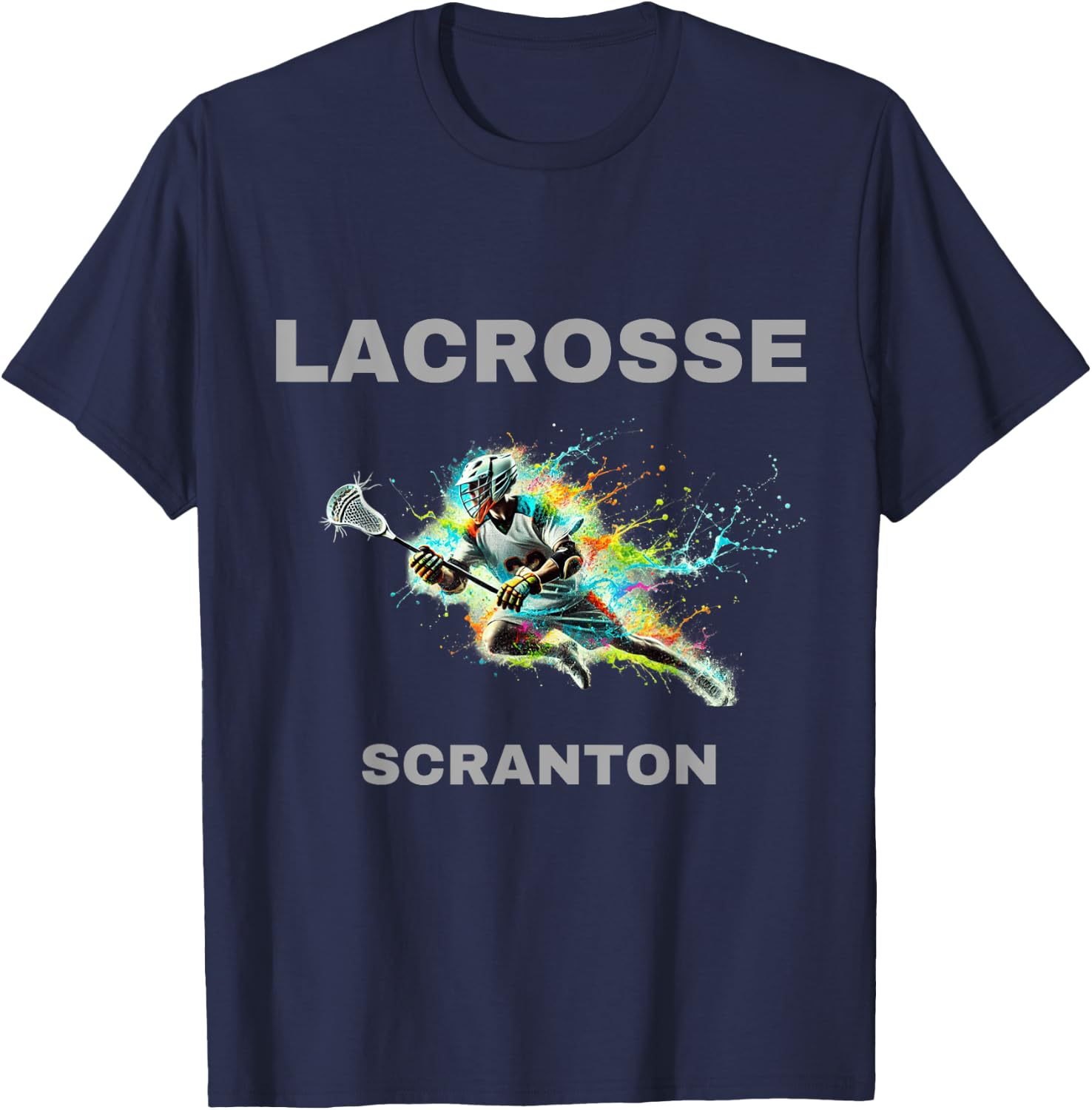 Colorful Lacrosse Player - Scranton T-Shirt - T-Shirt | Navy