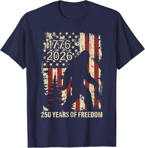 Big Foot Bigfoot Sasquatch American Flag Patriotic 4th July T-Shirt - T-Shirt | Navy
