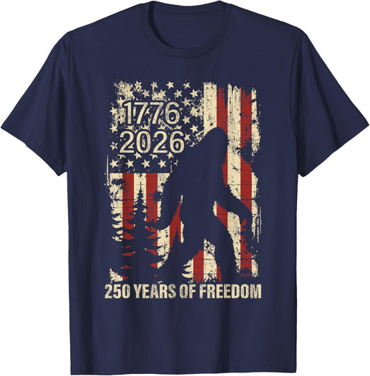 Big Foot Bigfoot Sasquatch American Flag Patriotic 4th July T-Shirt - T-Shirt | Navy