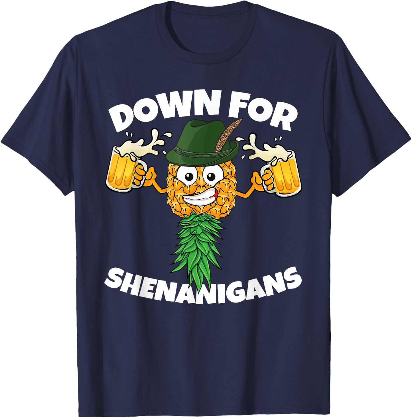 Down For Shenanigans Upside Down Pineapple Swinger Beer Men T-Shirt - T-Shirt | Navy