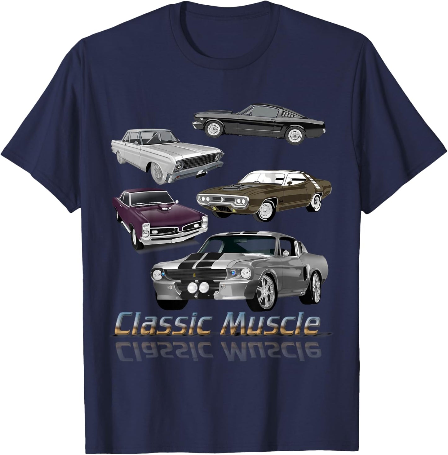 Classic American Muscle Cars Vintage Gift T-Shirt - T-Shirt | Navy