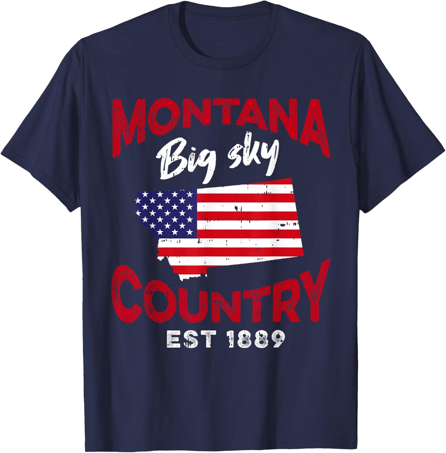 Montana USA American Flag Montanans T-Shirt - T-Shirt | Navy