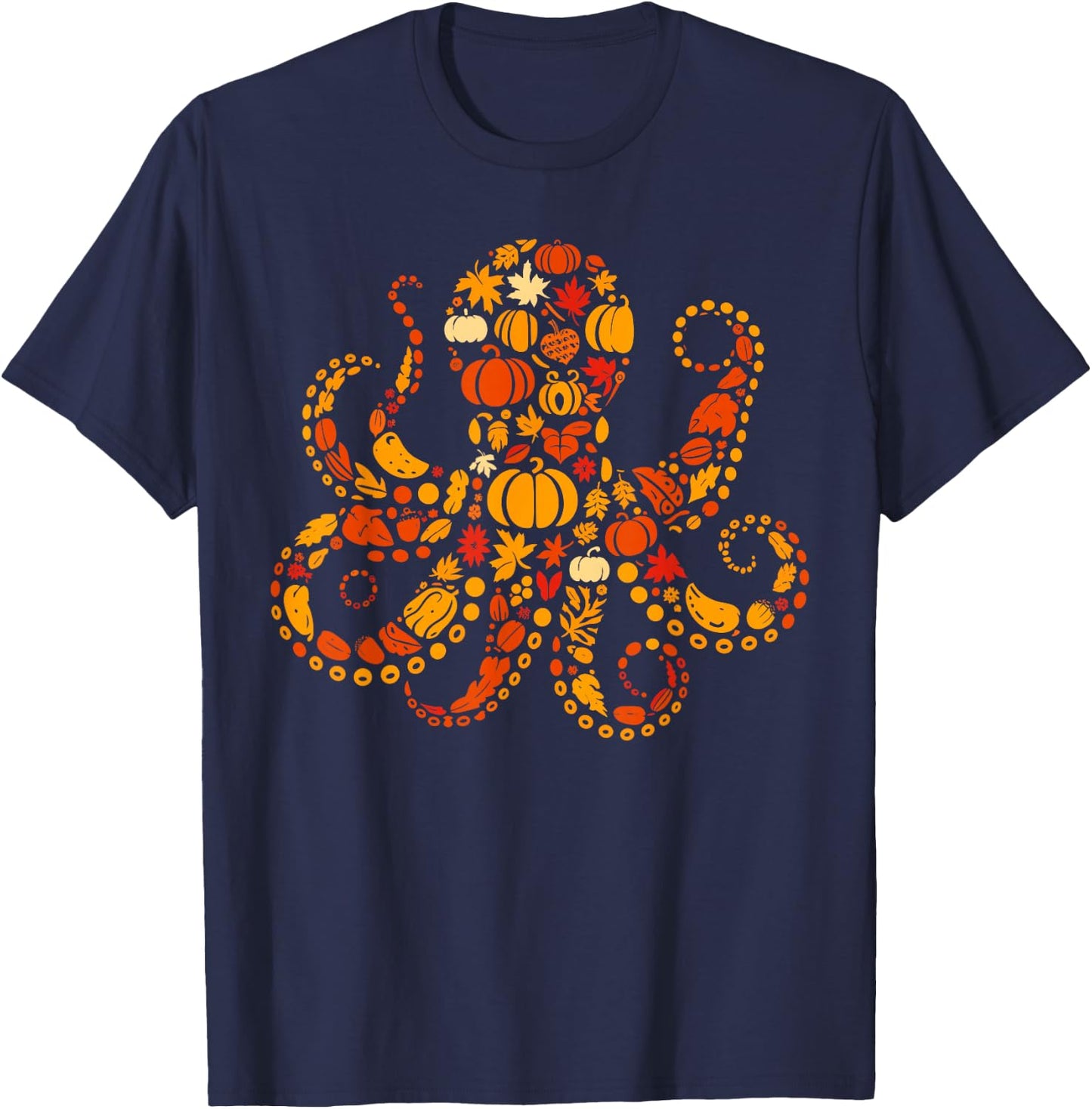 Autumn Pumpkin Fall Octopus Thanksgiving Kids T-Shirt - T-Shirt | Navy