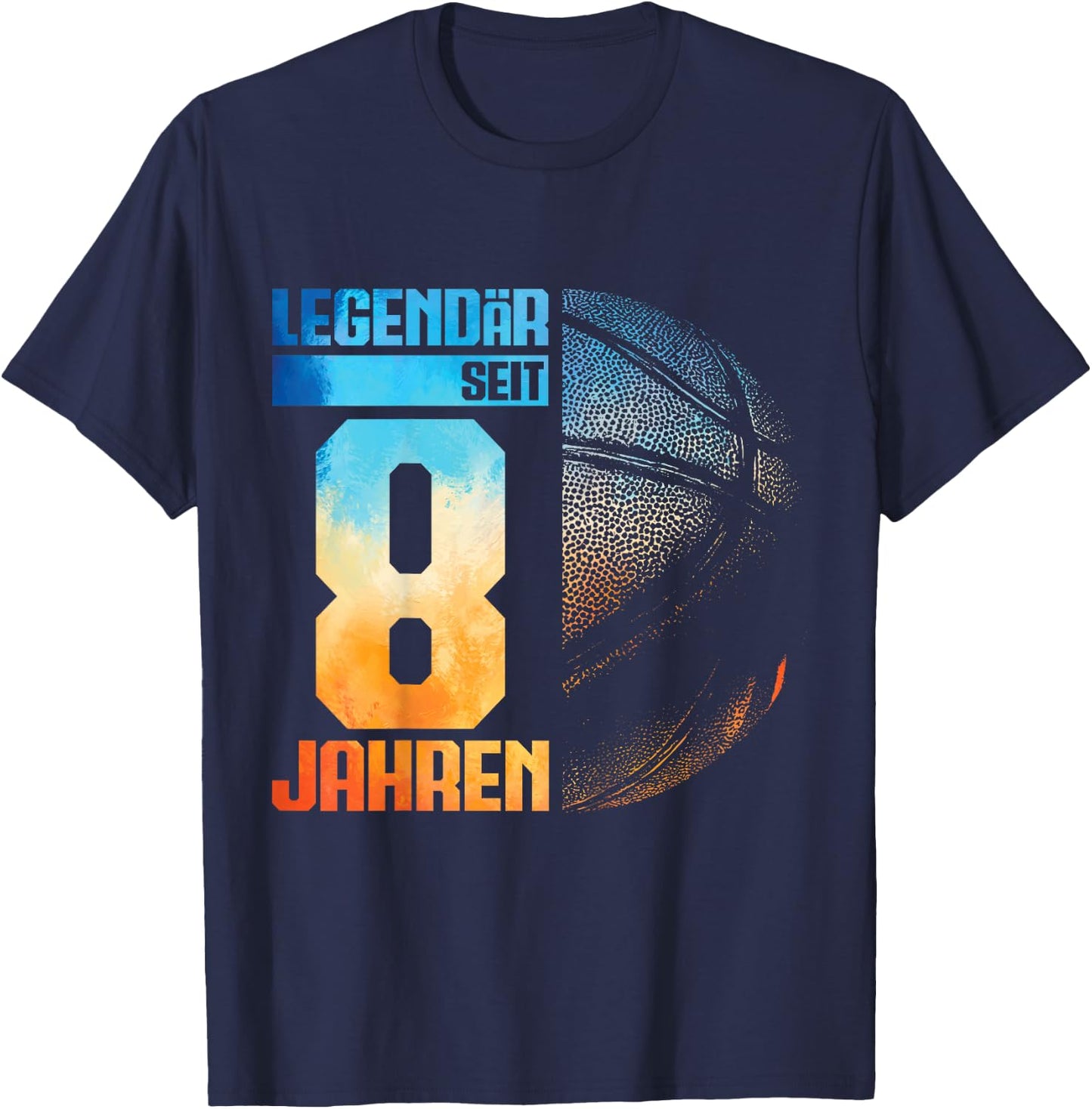 Kids 8th Birthday Retro Basketball Player 8 Years Boy Kids , black T-Shirt - T-Shirt | Navy