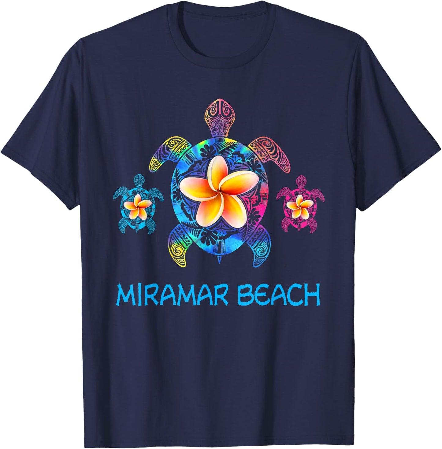 Miramar Beach Florida 2026 Tribal Tie Dye Sea Turtle T-Shirt - T-Shirt | Navy