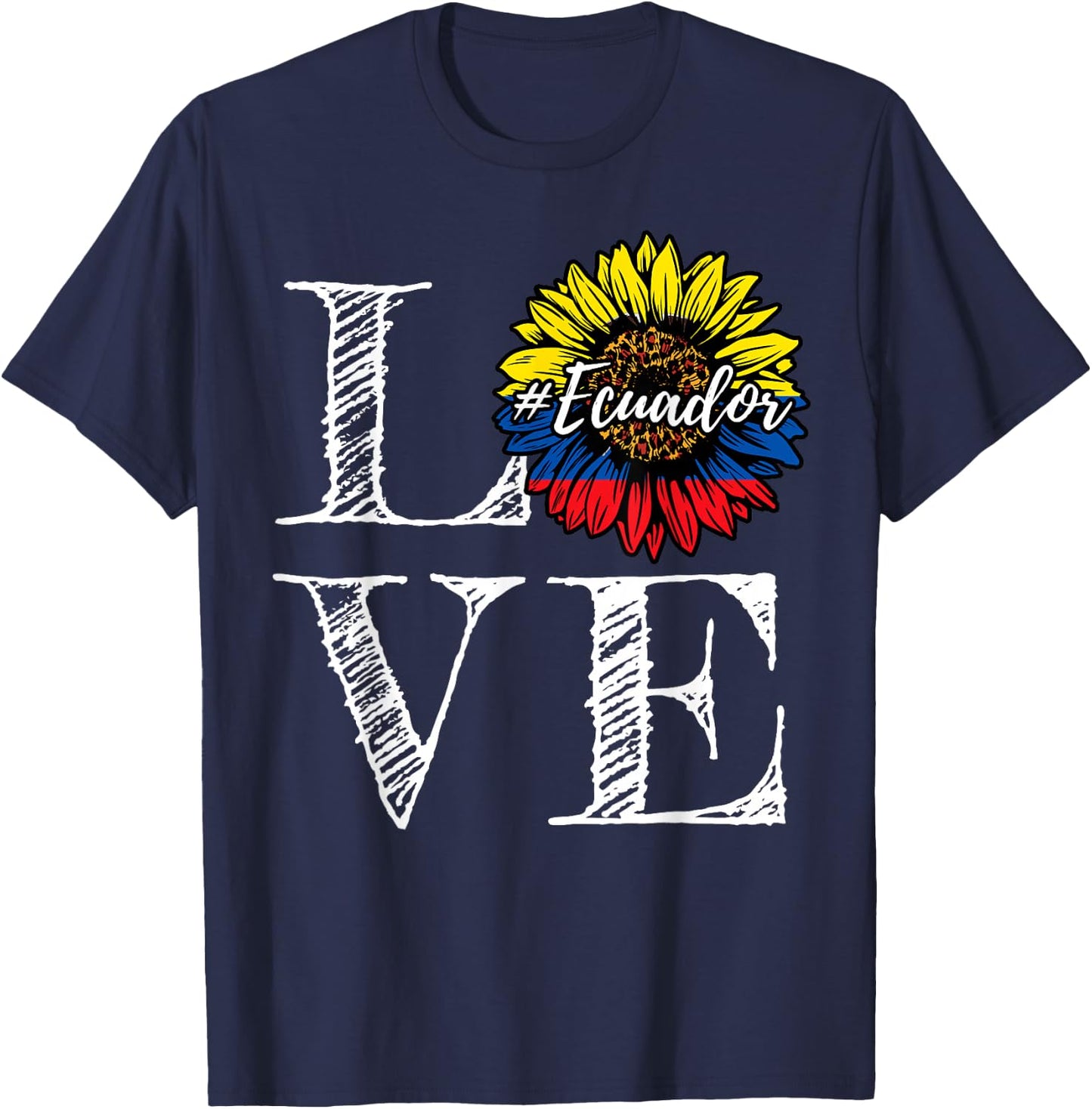 Sunflower Ecuador Love Ecuadorian Flag T-Shirt - T-Shirt | Navy