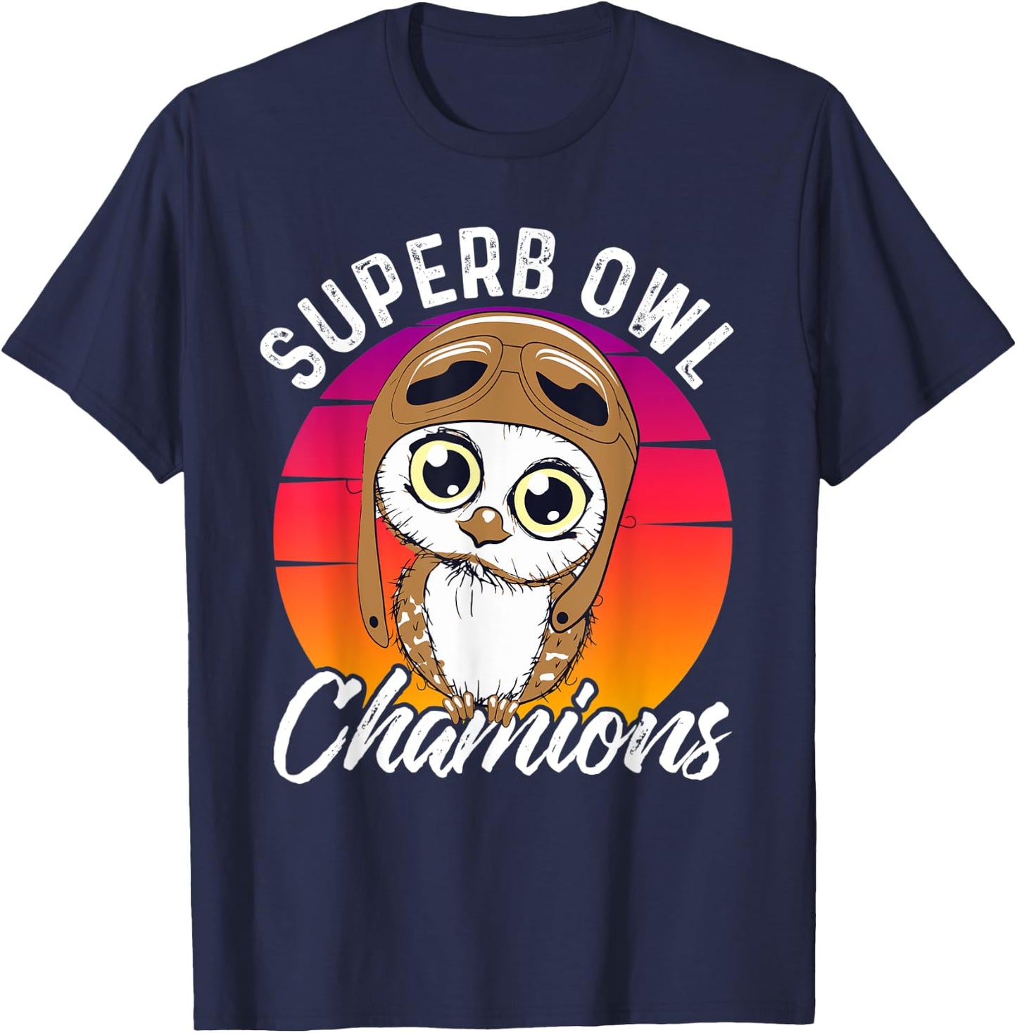 Superb Owl Champions | Sarcastic Owl Game Day Football Pun T-Shirt - T-Shirt | Navy