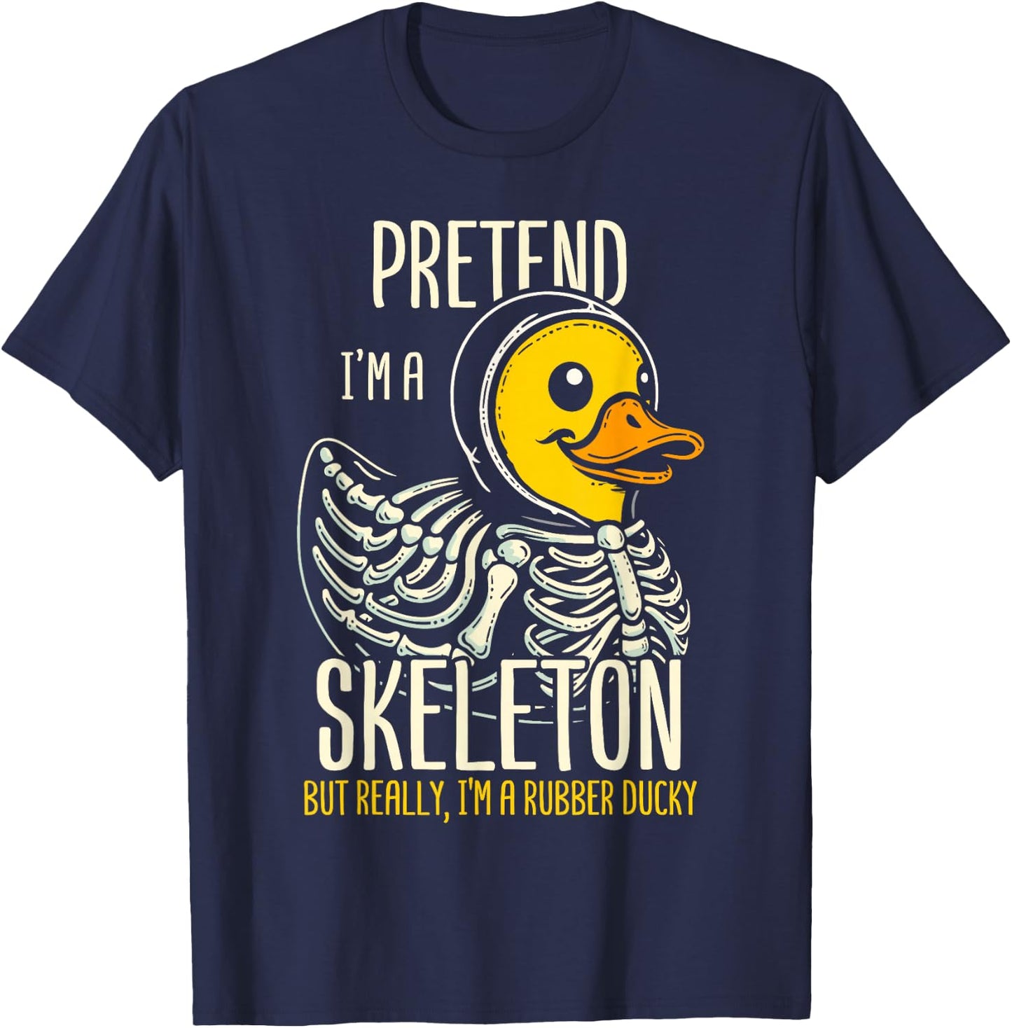 Skeleton Rubber Duck Spooky Duckling T-Shirt - T-Shirt | Navy