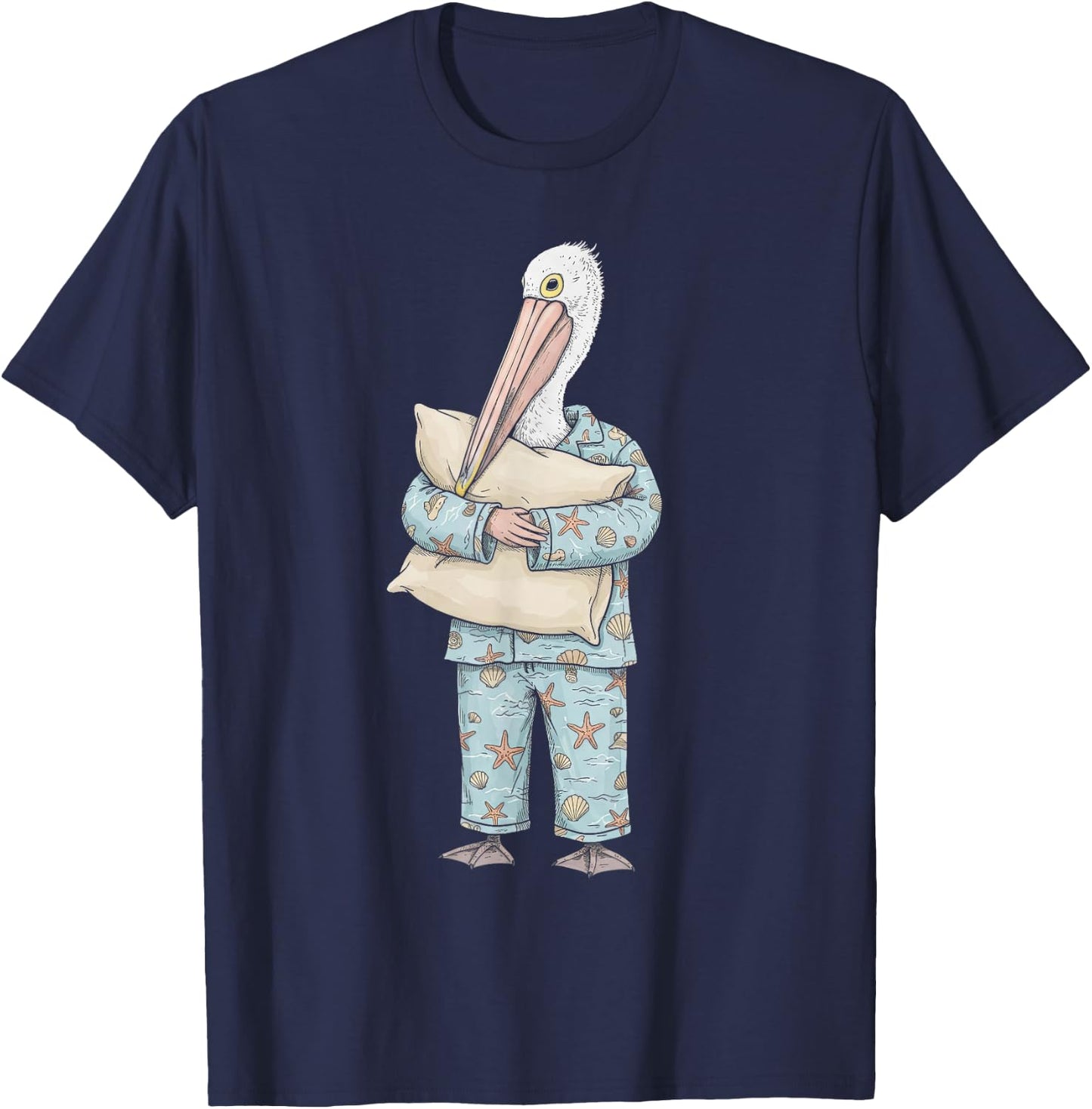 Funny Sleepy Pelican Pajama Women Men Kids Boys And Girls T-Shirt - T-Shirt | Navy