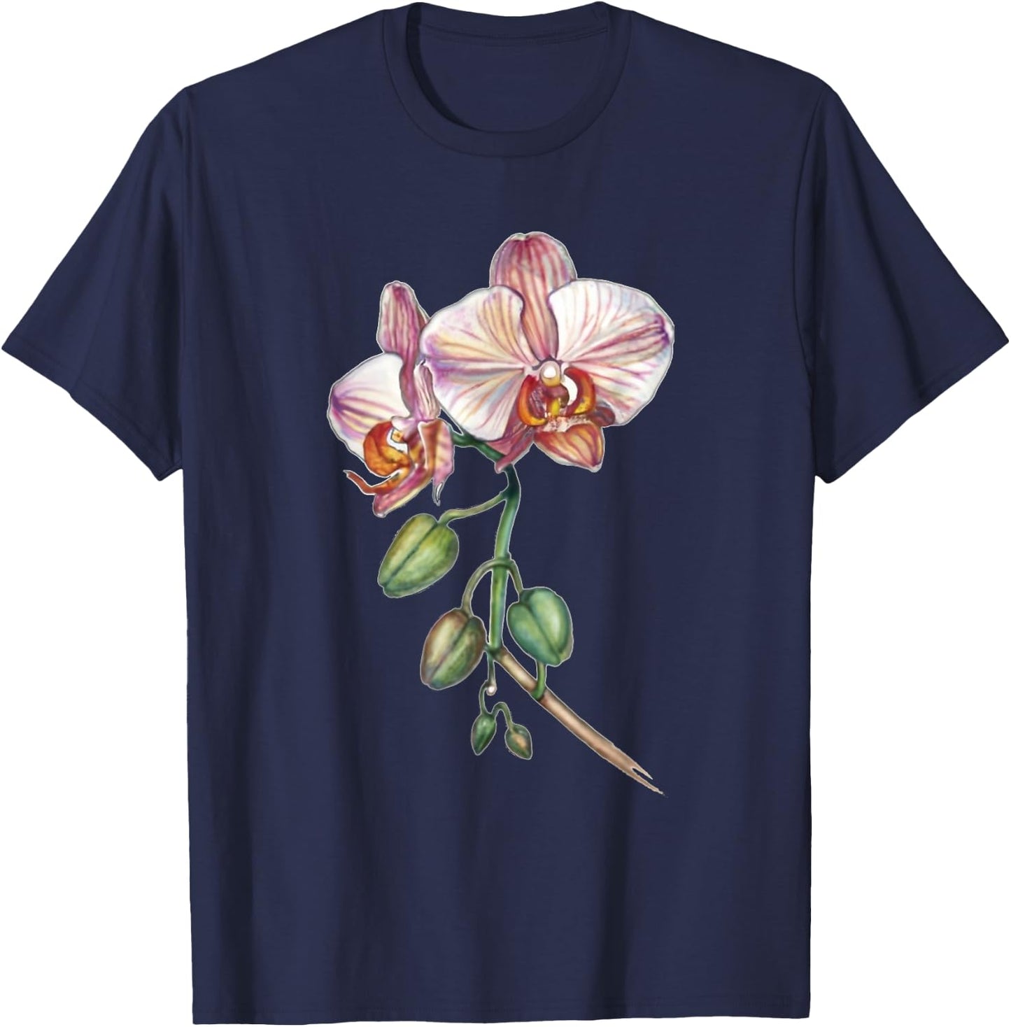 Orchid, butterfly orchid, Phalaenopsis spec. buds T-Shirt - T-Shirt | Navy