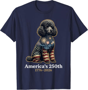 Poodle America's 250th Anniversary 1776 2026 4th of July T-Shirt - T-Shirt | Navy
