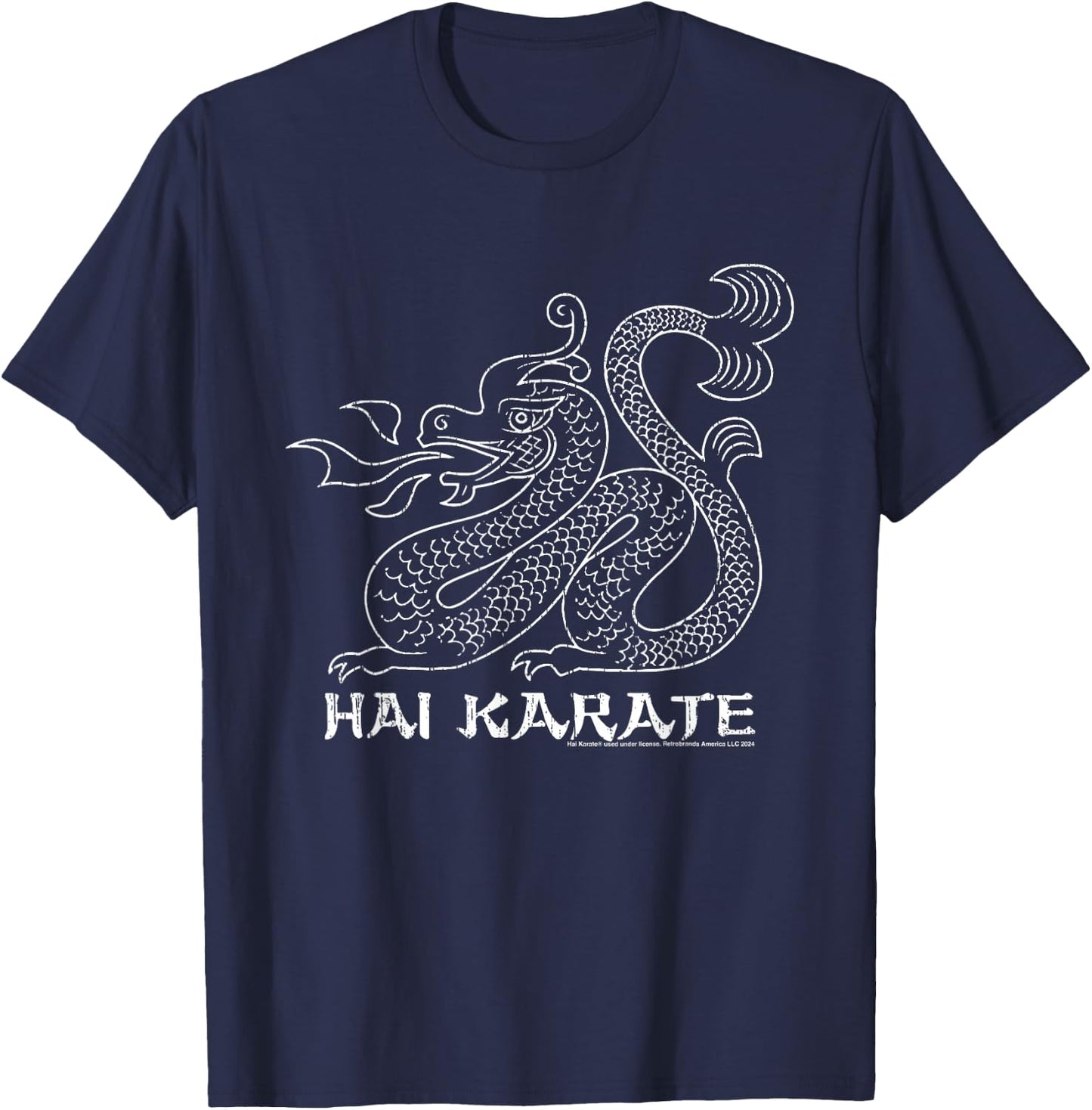 Hai Karate White Dragon Retro Aftershave T-Shirt - T-Shirt | Navy