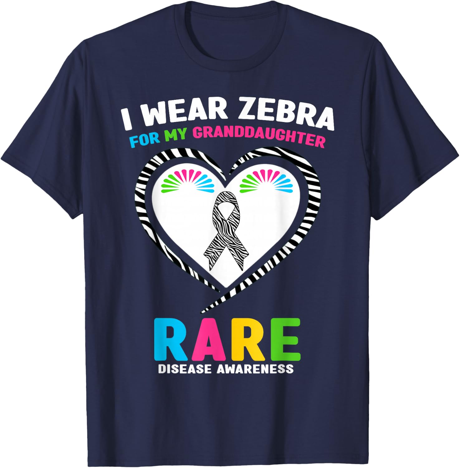I Wear Zebra for My Granddaughter Rare Disease Day 2026 T-Shirt - T-Shirt | Navy