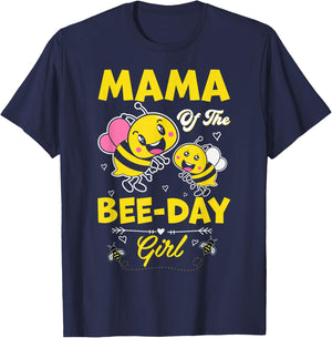 Mama Of The Bee Day Girl Family Matching Birthday Mom Mommy T-Shirt - T-Shirt | Navy