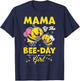 Mama Of The Bee Day Girl Family Matching Birthday Mom Mommy T-Shirt - T-Shirt | Navy