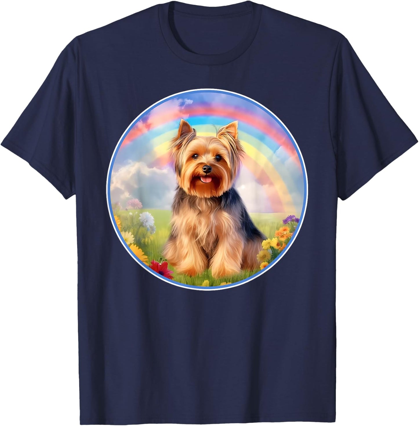 Yorkie Rainbow Bridge Cute Yorkshire Terrier Memorial T-Shirt - T-Shirt | Navy
