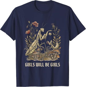 Girl Will Be Girls Praying Mantis T-Shirt - T-Shirt | Navy