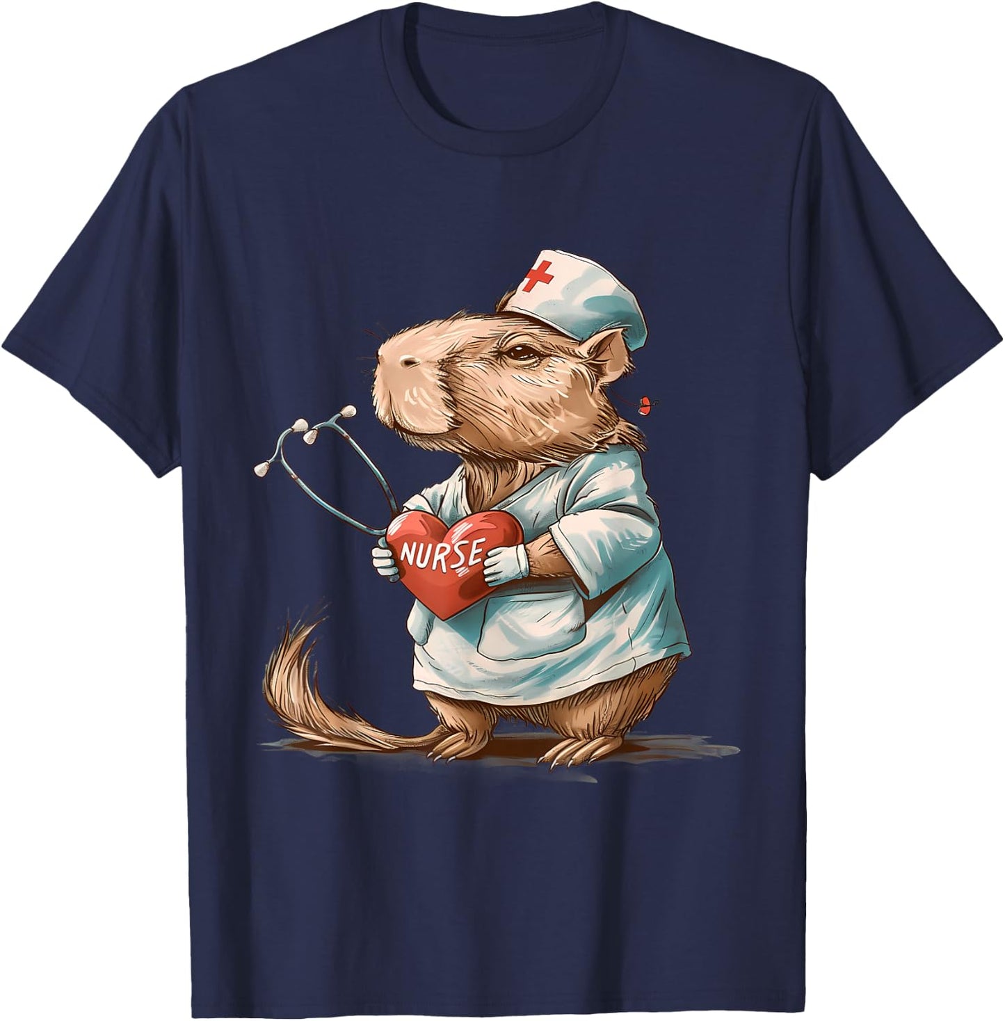 Capybara Stéthoscope d'infirmière Capybara Docteur T-Shirt - T-Shirt | Navy
