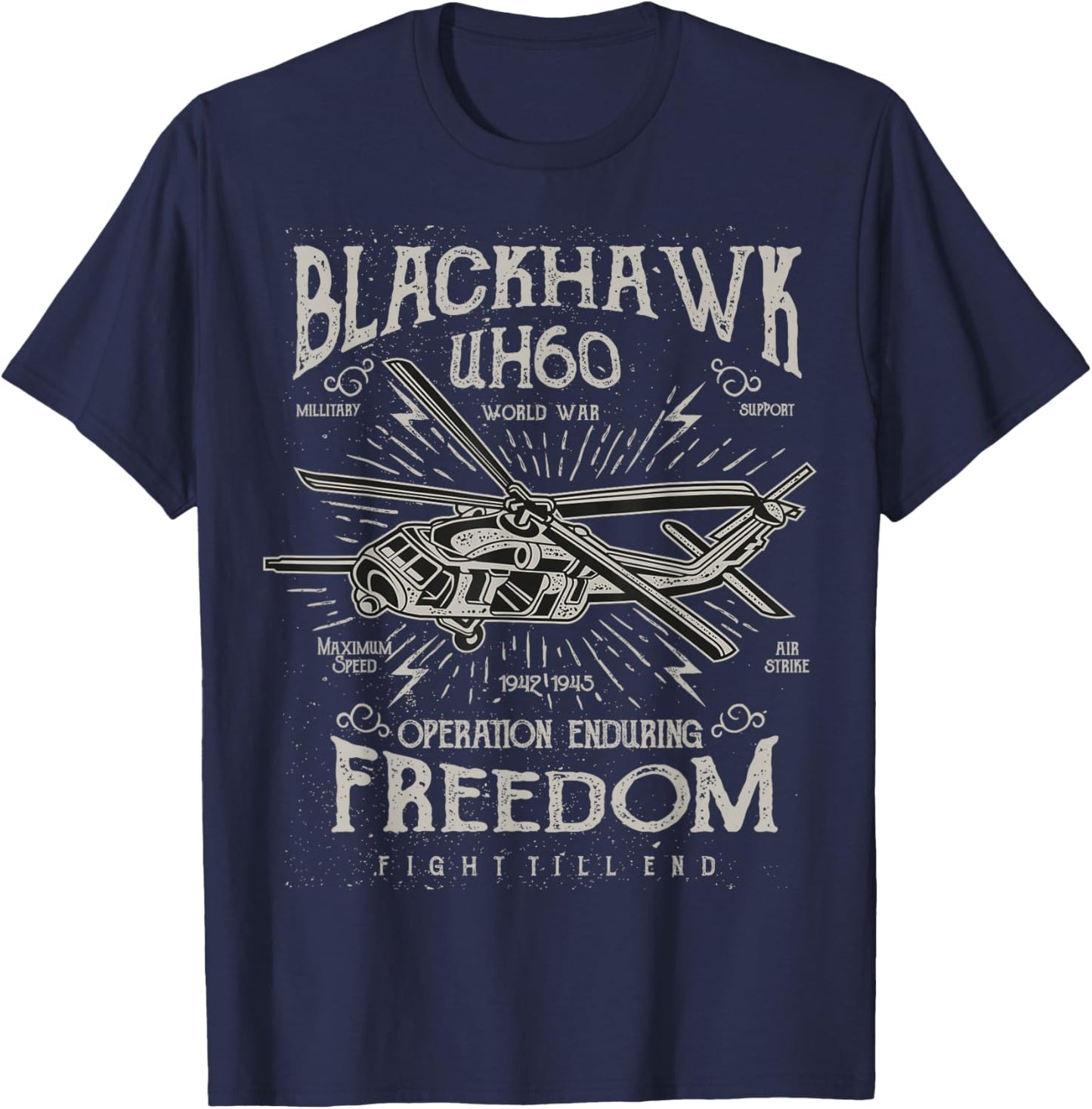 Air-Force Pilot Aviator Army USAF Black-Hawk T-Shirt - T-Shirt | Navy