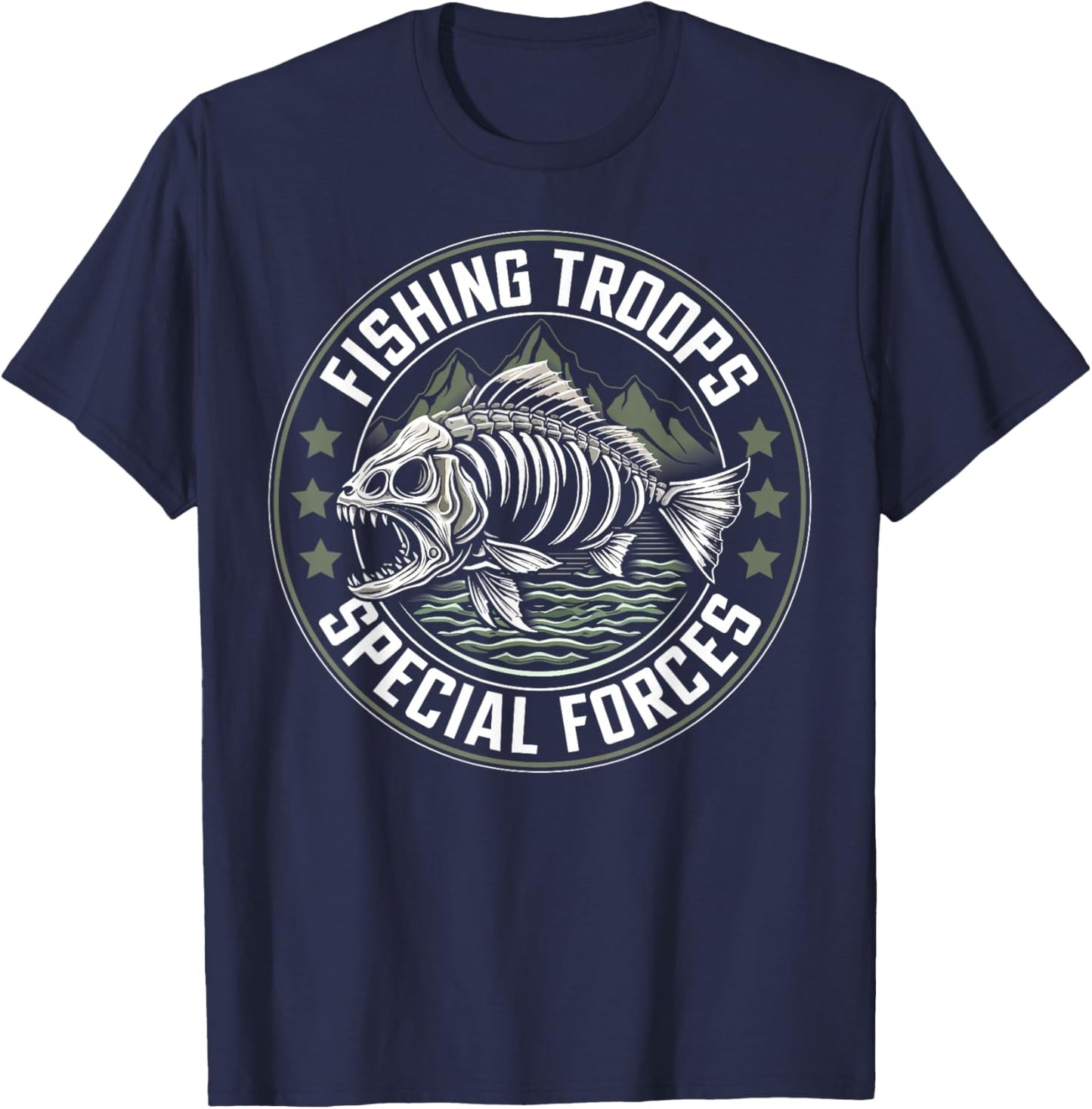 Fishing Troops Special Forces Funny Fisherman Saying , black T-Shirt - T-Shirt | Navy