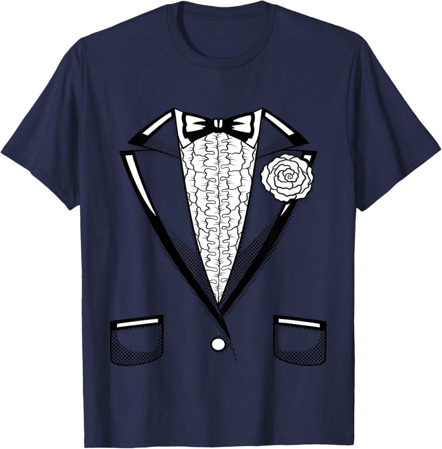 Kids Tuxedo | Boys Girls Halloween Prom Black Bowtie T-Shirt - T-Shirt | Navy
