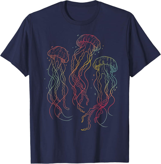 Cute Jellyfish Sea Animal Ocean Marine Life Biologist T-Shirt - T-Shirt | Navy