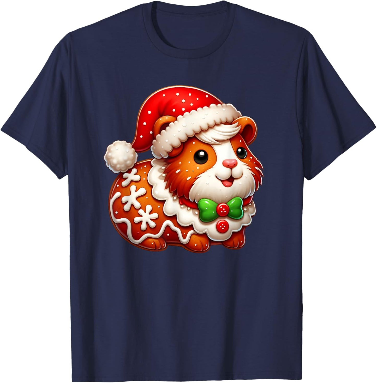 Funny Gingerbread Man Guinea Pig Christmas Kids T-Shirt - T-Shirt | Navy