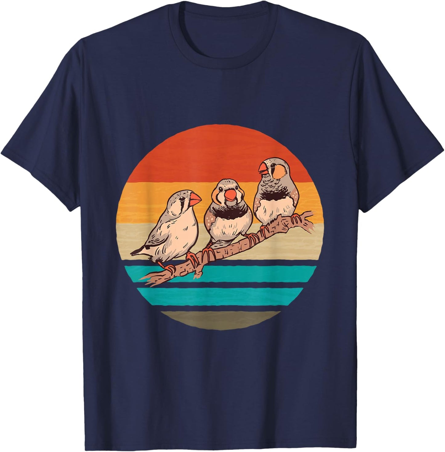 Zebra Finches Birds Retro Ornithologist Zebra Finch Bird T-Shirt - T-Shirt | Navy