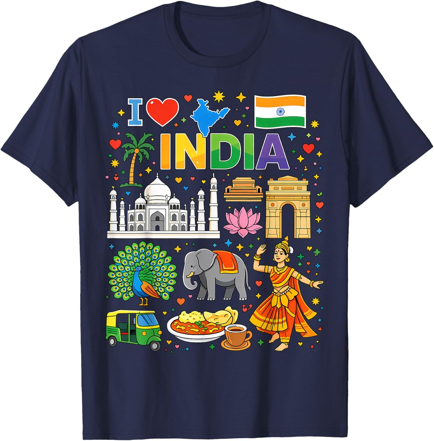 I Love India Reise-Souvenir Indianer T-Shirt - T-Shirt | Navy